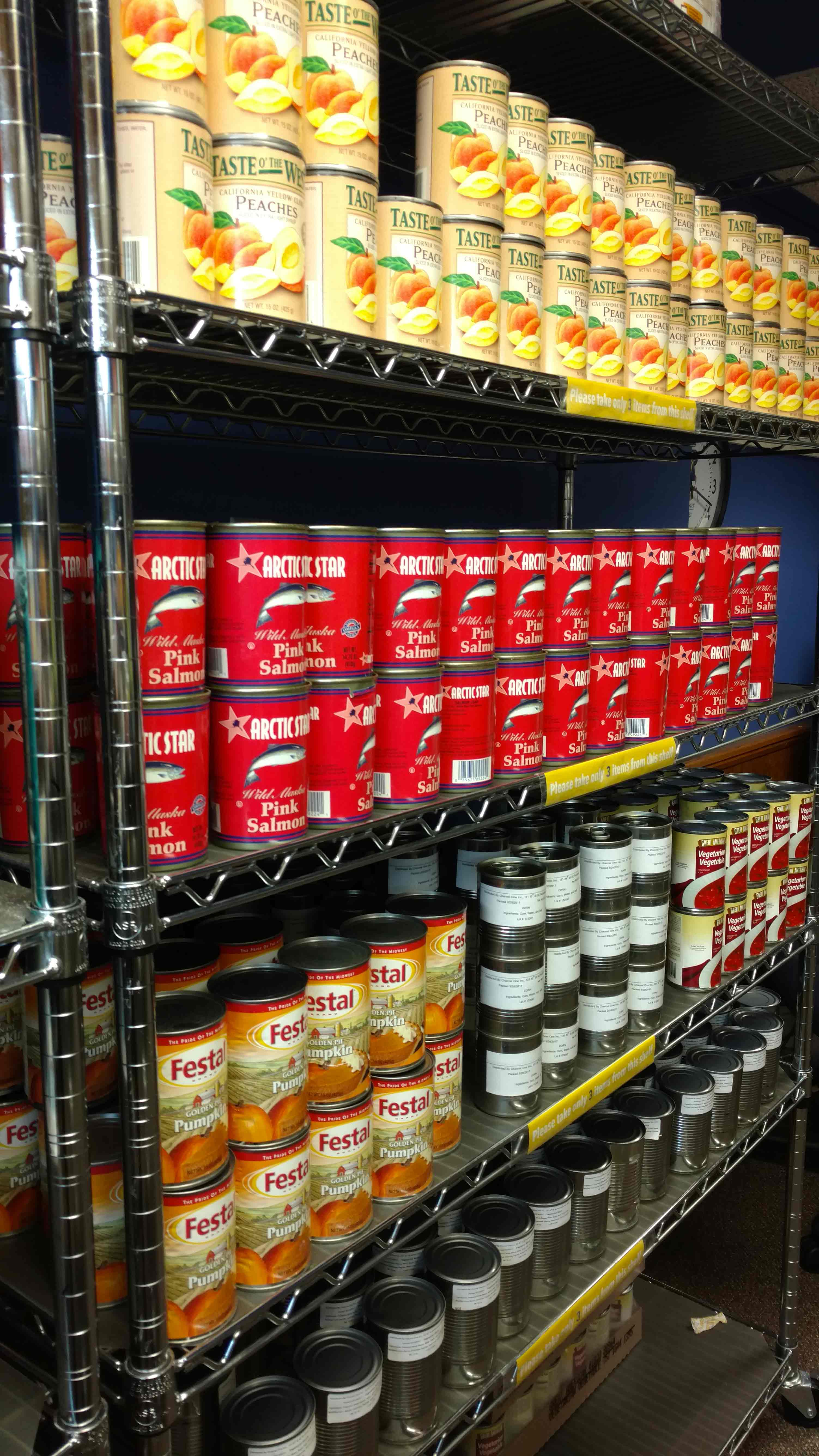food on shelves